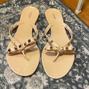 Steve Madden Nude Sandals with Gold Studs